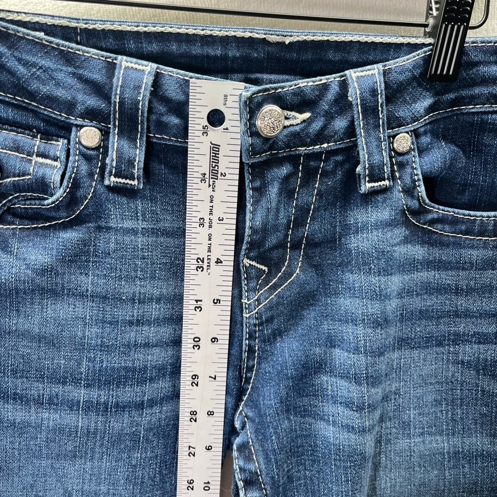 True Religion‎ Straight Leg Jeans Womens 29 Waist Stretch Blue Denim Cute 2132 - Picture 7 of 13